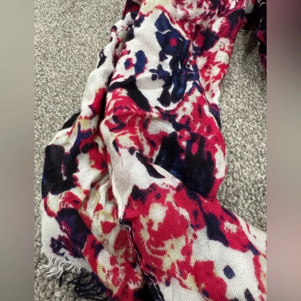 Floral Red and White Scarf- Unbranded